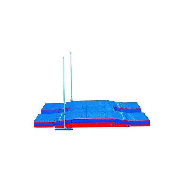 Meeting double-front pole vault landing system