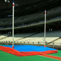 International double-front up & down  pole vault landing system