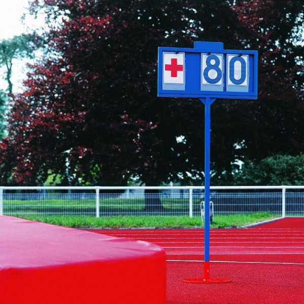 Pole-vault upright setting indicator board