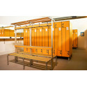Bench with back, hanger and shelf Bench with back, hanger and shelf