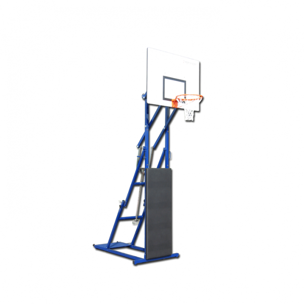 Portable and foldable indoor basketball unit with projection 20-40 cm and adjustable height
