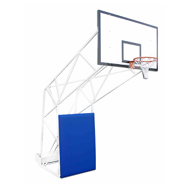 Mobile indoor varnished basketball backstop with projection 225 cm