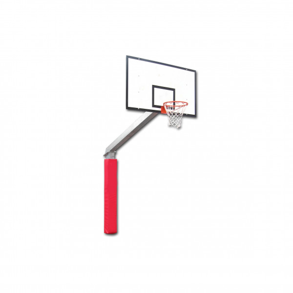 Outdoor two-piece basketball backstop with 225 cm projection