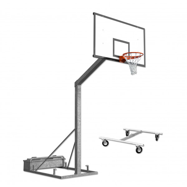 Portable outdoor basketball backstop with 165 cm projection