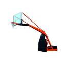 FIBA 1st Level Mobile indoor foldable basketball backstop with projection 325 cm adjustable height with electric pump