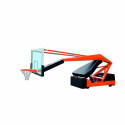 FIBA 1st Level Mobile indoor foldable basketball backstop with projection 325 cm adjustable height with electric pump