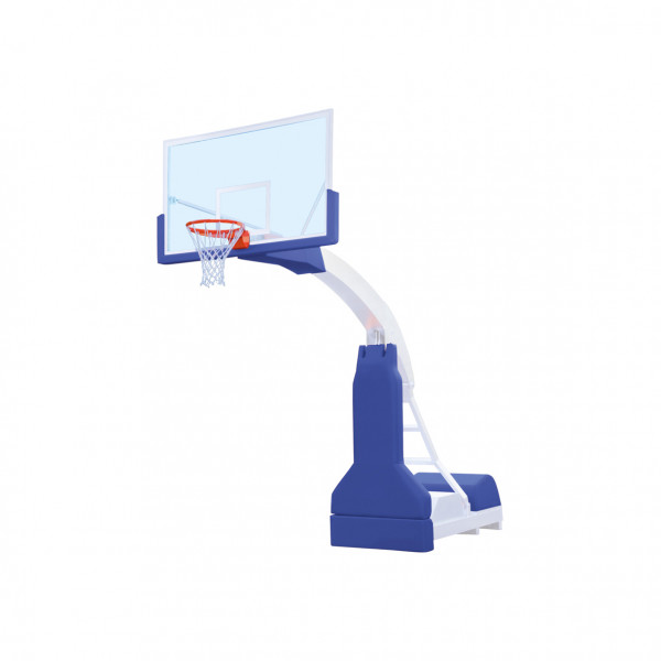Mobile indoor foldable basketball backstop with projection 225cm and adjustable height with manual pump