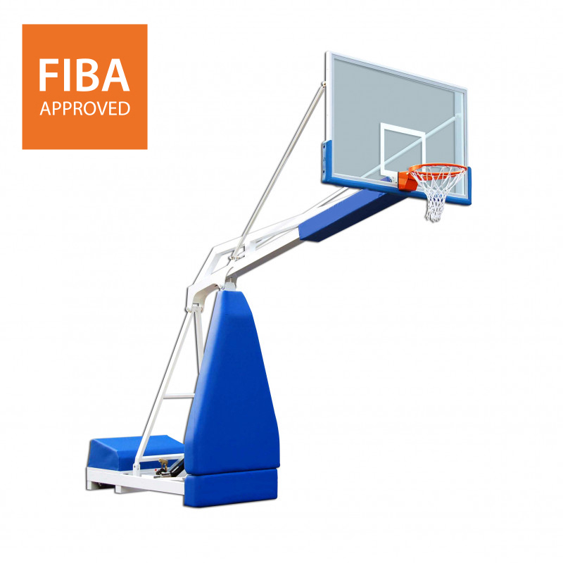 FIBA 2nd level Portable and foldable basketball backstop with projection of 225cm and adjustable height and manual pump FIBA 2nd level Portable and foldable basketball backstop with projection of 225cm and adjustable height and manual pump