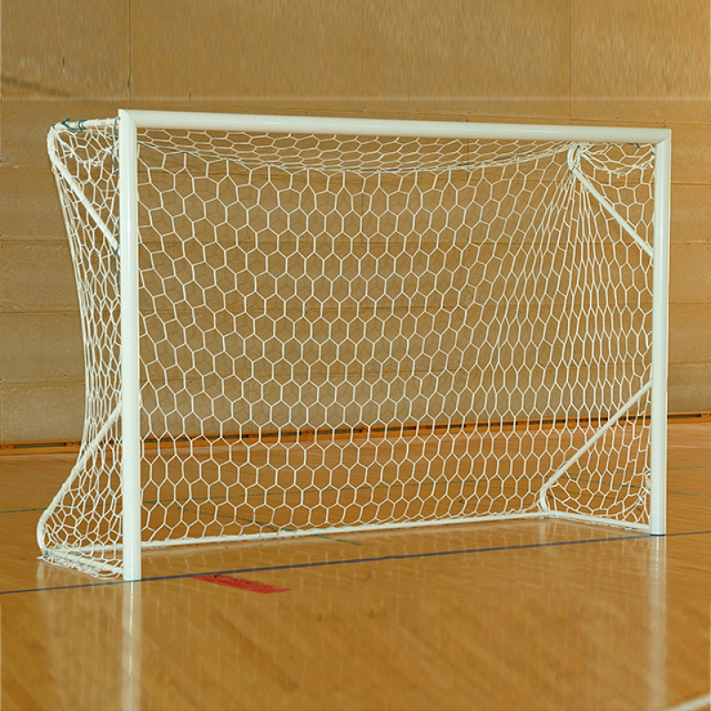 Varnished steel futsal goals with reinforced structure Varnished steel futsal goals with reinforced structure