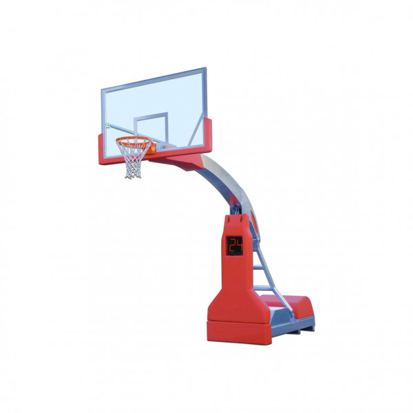 Portable basketball backstop for 3x3 with curved construction